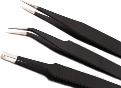 Precisie Pincetten Set - Vlieg Bind Gereedschap - Fijne Werkzaamheden - Anti-statisch Ontwerp - 3 Stuks