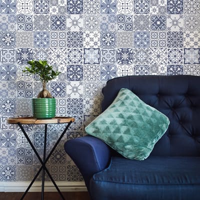Zelfklevende tegelmuurstickers voor keuken en badkamer - 24 Azulejos Michalenia tegelstickers - 24 stickers 10x10cm