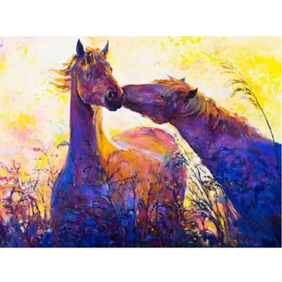 Olieverfschilderij Borduren Handwerk Diamant Schilderen Kruissteek Donker Paard Sterrenhemel Europees 20X30CM brown