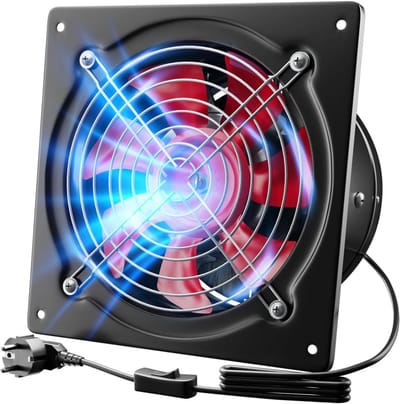Krachtige Afvoerventilator 250 mm met Schakelaar en Terugslagklep voor Rookafvoer