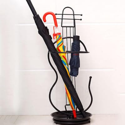 Paraplubak Metaal - Paraplu Houder - Entree Organiseren - Met Afvoerlade - 26 x 72cm - Zwart