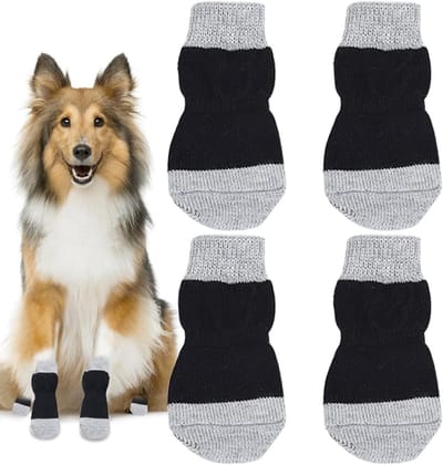 Zachte antislip sokken voor honden, 2 paar, zwarte hondenbescherming, verbeter grip en comfort