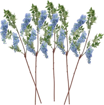 Chaks Blauweregen/wisteria - 5x - kunstbloemen - blauw - 110 cm - kunstplanten/kunsttakken