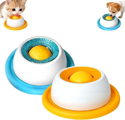 longziming - Interactieve Voerbal Hond Kat - Zuignap Voerdispenser - Slow Feeder Huisdier Speelgoed - Geïntegreerde Draaibare Bal - Antislip Zuignap Basis - PP En TPR Materiaal - BPA-Vrij Veilig Design - Bevordert Gezonde Spijsvertering - 2 Stuk