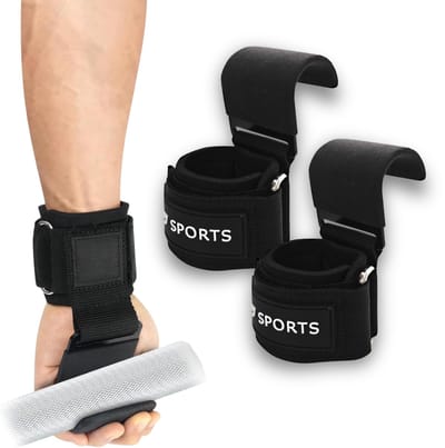AJ-Sports Grip Hooks - Lifting Straps - Wrist Wraps - Zwart
