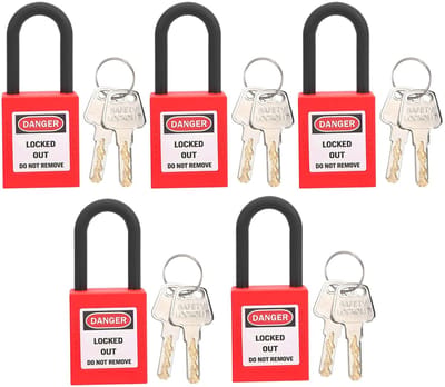 Allecto - Veiligheids Padlocks - 38mm Lock Set - 5 Sets - Rood - Sleutels per Slot - Ideaal voor Veiligheid - Geschikt voor Thuis - Kleur Rood