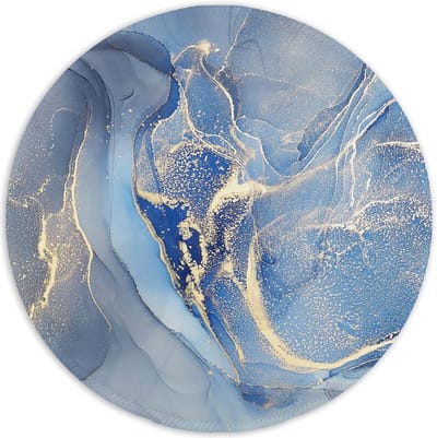 Ronde Muismat met Gestikt Rand, Premium Textuur, Waterdicht en Antislip Rubberbasis, Ideaal voor Laptop en Computer, Schattig Ontwerp met Blauwe Marmerlook, Desk Accessories