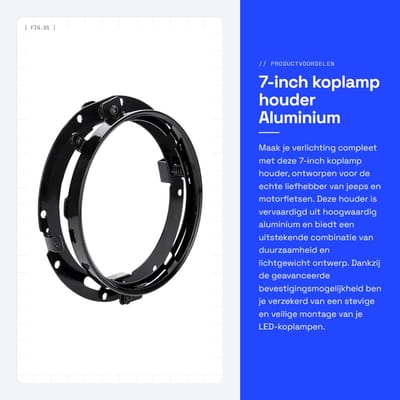 Dailygoods- Koplamphouder 7 Inch - Zwarte Aluminiumlegering - Ronde Montagebeugel - Goed Fixatie-effect - Geschikt voor FLD/Touring Modellen - Lichtgewicht en Duurzaam - Koplampbeugel