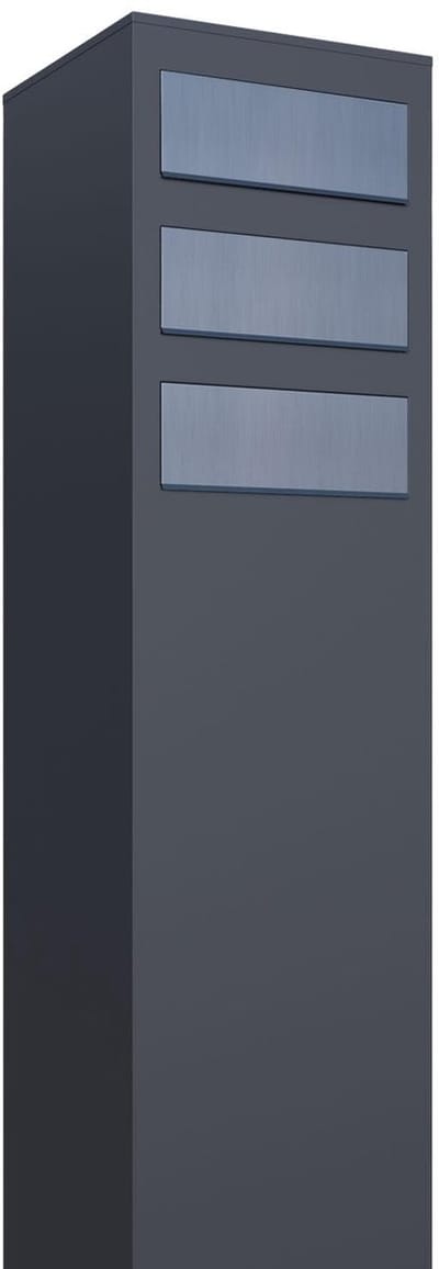 Dailygoods - Design Brievenbus Monolith for Three - Antraciet/Roestvrij staal