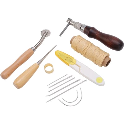 Leren Gereedschap Set Praktisch Doe-het-zelf Multifunctioneel Snijden Leer Kunst Gereedschap Leerwaren Wax Draad Hand beige