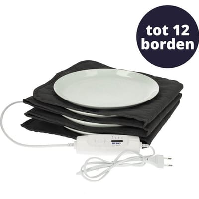 Elektrische Bordenwarmer tot 12 Borden - 4 Temperatuurniveaus tot 70°C - Wasbare Hoes - Warmhoudplaat – Antraciet - BREND BR-2209