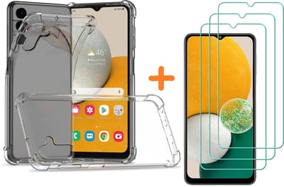 Hoesje Geschikt Voor Samsung Galaxy A13 5G / A04s Hoesje transparant Shock Proof Case Met 3x Screenprotector