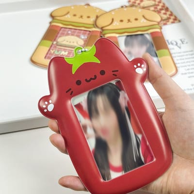 1 Foto Booth Sleutelhanger, Foto Frame ID Badgehouder, PVC Cartoon Foto Booth tomato kitty