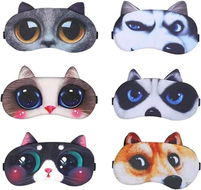 Set van 6 Dierlijke Oogmaskers voor Slaap, Reizen en Ontspanning - Ideaal voor Naps, Yoga en Vliegtuigreizen