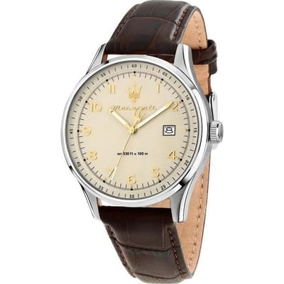 Maserati Sorpasso Bracelet en Cuir Cadran Ivoire Quartz R8851124004 100M Homme ivoire