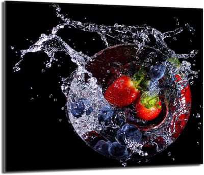 TMK ArtDeko - Beschermplaat Voor Kookplaat - 60x52cm - Glas - Truskawki