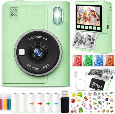 Kinder Camera - Directe Foto - Herinneringen Vastleggen - Inclusief 32GB Kaart - 2.4 Inch Scherm - Groen