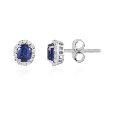 Cavill - Ovale Nepal Kyaniet Oorbellen 0,91 ct - 925 Sterling Zilver Geplatineerd - 28 Pavé Zirkonia's - Handgemaakt & Elegant