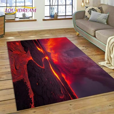 Vulkaan 3D Lava Magma Vloerkleed Tapijt voor Woonkamer Slaapkamer Huisdecoratie, Vloermat Antislip Decoratie voor Bank Keuken Deurmat Cadeau 80*120cm