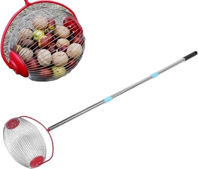 Notenplukker Bovenroller - Verzamelgereedschap Eikels - Ergonomisch Oogsten - Telescopische Lange Steel - 112 cm - Zilver