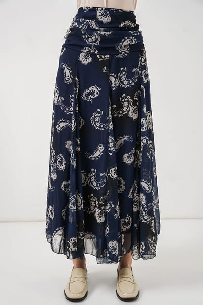 Hoge Taille Paisley Maxi Rok