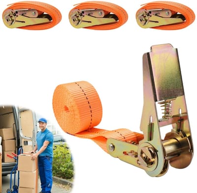 Dailygoods- Sjorbanden 2 m - 4 Stuks - Verstelbare Spanbanden - Ratelontwerp - Robuuste Bevestigingsriemset - Belastbaar tot 1 t - Spanband