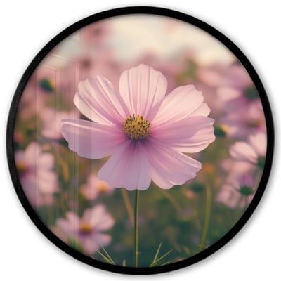 Poster in lijst Rond - Fotolijst 40x40 cm - Posters - Bloemen - Paars - Wazig - Ronde posterlijst zwart - Decoratie - Wanddecoratie woonkamer - Muurdecoratie slaapkamer