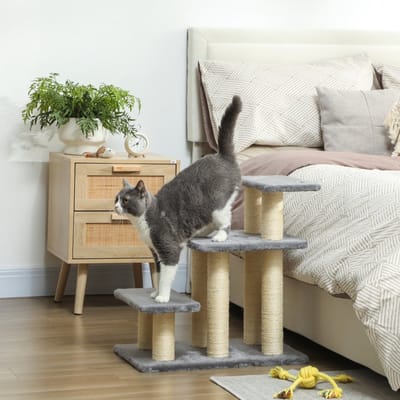 REDOM - Kattenkrabpaal - sisal - pluche - grijs