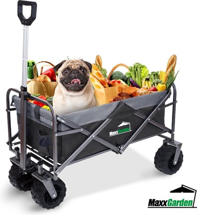 MaxxGarden Bolderkar – Bolderwagen opvouwbaar – Tuinkar - 90x50x55 cm - Massieve banden - Offroad