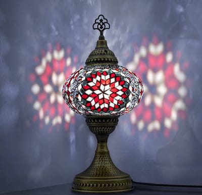 Mozaiek Lamp - handgemaakte tafellamp - E14 - rood - Marokkaanse decoratie voor slaapkamer en woonkamer