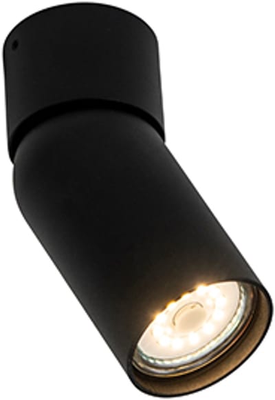 QAZQA falo - Moderne Plafondspot | Spotje | Opbouwspot - 1 lichts - L 10.8 cm - Zwart - Woonkamer | Slaapkamer | Keuken