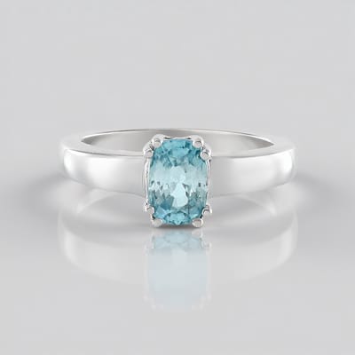 Cavill - Zilveren Ring 925 Sterling Geplateerd - 1,2 ct Ratanakiri Zirkoon - Elegant Minimalistisch Aqua Edelsteen - Maat 16-20