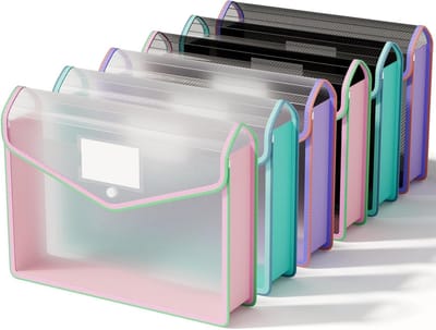 Plastic A4 Mappen Set van 6, Transparante Documentenfolders met Drukknop Sluiting, Ideaal voor School, Kantoor en Thuisgebruik