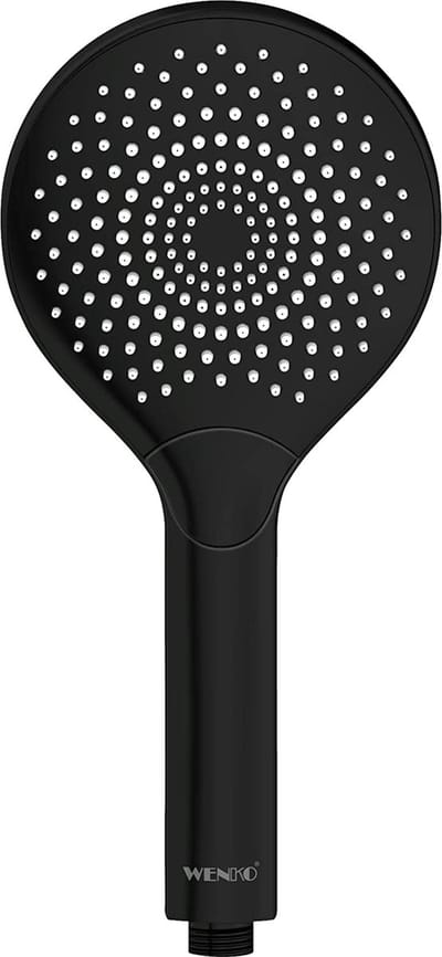 WENKO Waterbesparende douchekop waterbesparing, waterbesparende universele handdouche, douchekop met duurzaam waterbesparingssysteem, 40% water besparen bij volledig comfort, douchekop Ø 12 cm, ABS zwart mat