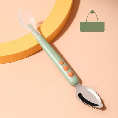 Baby Fruit Schrapmodder Lepel Voederlepel Zachte Siliconen Lepel Baby Gemakkelijk Te Eten Fruitlepel Moeder en Baby Benodigdheden groen