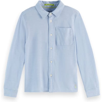 Scotch & Soda Boys Regular-fit Two-tone Pique Long-sleeve Shirt Cerulean/ Taglia: 10 | Camicie Outlet | kids | Blu