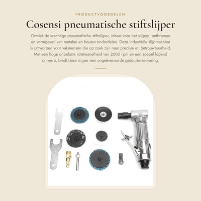 Dailygoods- Stiftslijper 90 graden - Pneumatische Slijpmachine - Slijpmachine voor Gereedschap - Slijpmachine voor Metalen - Instelbaar Spanwijdtebereik 3,18-6,35 mm - Hoge Rotatiesnelheid 20000rpm