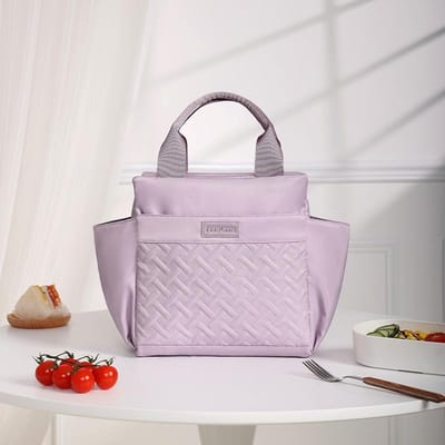 Dames Draagbare Lunchtas Groot Dubbellaags Lunchbox Geschikt voor Werk Dubbel Compartiment Geïsoleerde en Lekdichte Lunchbox white