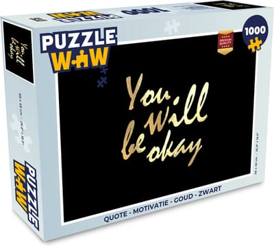 Puzzel Quote - Motivatie - Goud - Zwart - Legpuzzel - Puzzel 1000 stukjes volwassenen