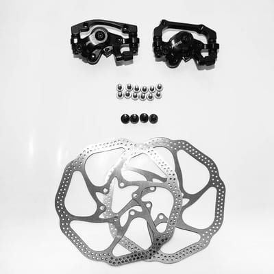 Fiets Schijfremset Inclusief Voor- en Achterremklauw 160mm Rotor voor Mountainbike zwart