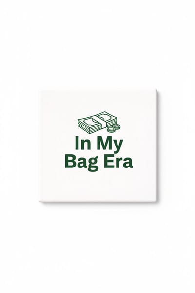 Trendy Geld Quote Keramische Tegel – In My Bag Era Decoratieve Cadeau Tegel met Geldstapel Design