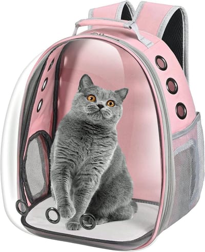 Rugzak Huisdierdrager - Reistas Kat Hond - Reizen Wandelen - Ruimtecapsule Uitzicht - 14.2" x 10.2" x 15.7" - Roze