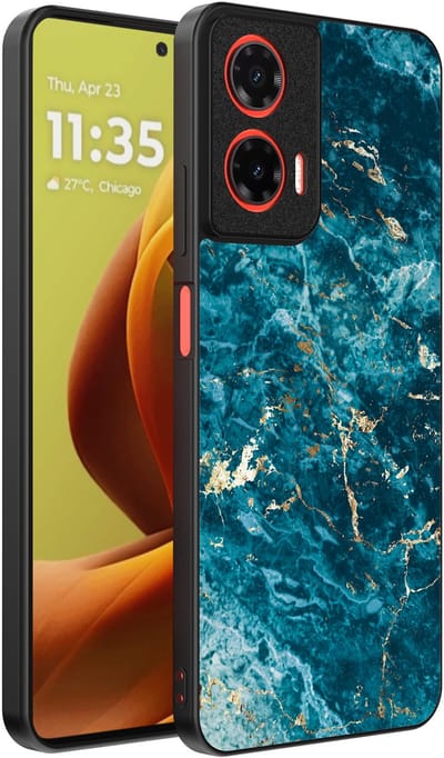 Smartphonica Telefoonhoesje Geschikt voor Motorola Moto G85 / Motorola Edge 50 Fusion met marmer opdruk - TPU backcover case blue marble design - Blauw geschikt voor Motorola Edge 50 Fusion;Motorola Moto G85