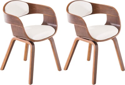 CLP Kingston Set van 2 Stoelen - Kunstleer - walnoot/wit