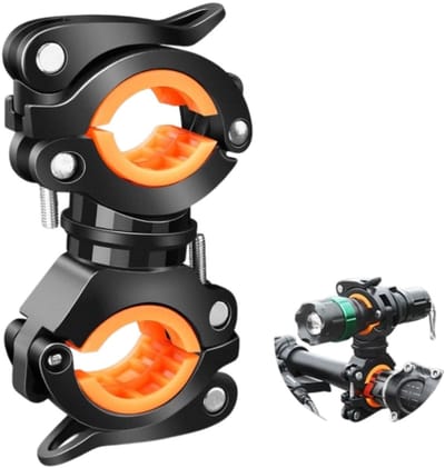 Fietslamphouder - zaklampclip - fietslampclip - 360° draaibaar - drievoudig verstelbaar - fietsaccessoire - geschikt voor het monteren van zaklampen - luchtpomp - zwart - 11*11 cm - diameter 2-3,5 cm