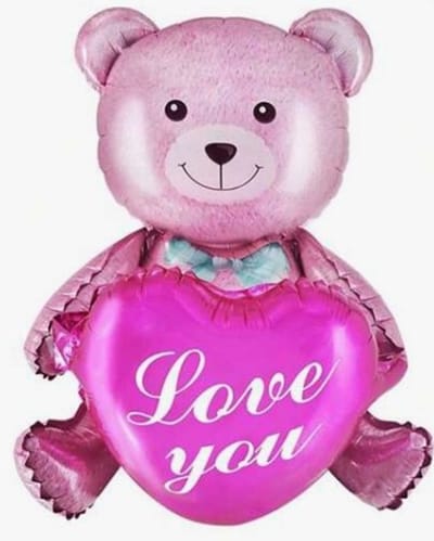 Folieballon - Beer roze Love you - 66 x 105 cm - ballon - feest - versiering - feest decoratie - 1 stuk