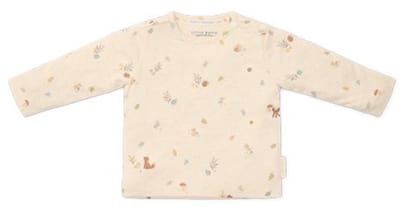 Little Dutch Shirt lange mouw - Maat 56 - T-shirt Jongens - Zand, Beige - Forest Friends Newborn Forest Nature