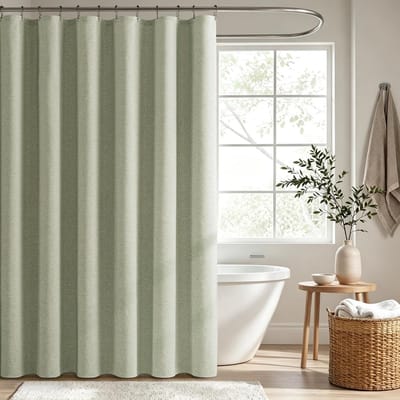 SnelShoppen - Luxe Douchegordijn 120x200 cm met Linnenstructuur, Waterdicht, Anti-Schimmel, Heavy Duty Polyester, Inclusief 8 Sterke Metaalhaken, Groe