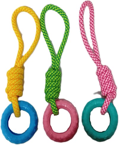 Chikko Quality - Trektouw met ring - Stevig - roze/mintgroen - 39 cm