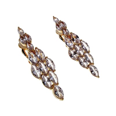 45mm Lange Oorclips Dames - Gold Plated - Clip-on Oorbellen met Strass